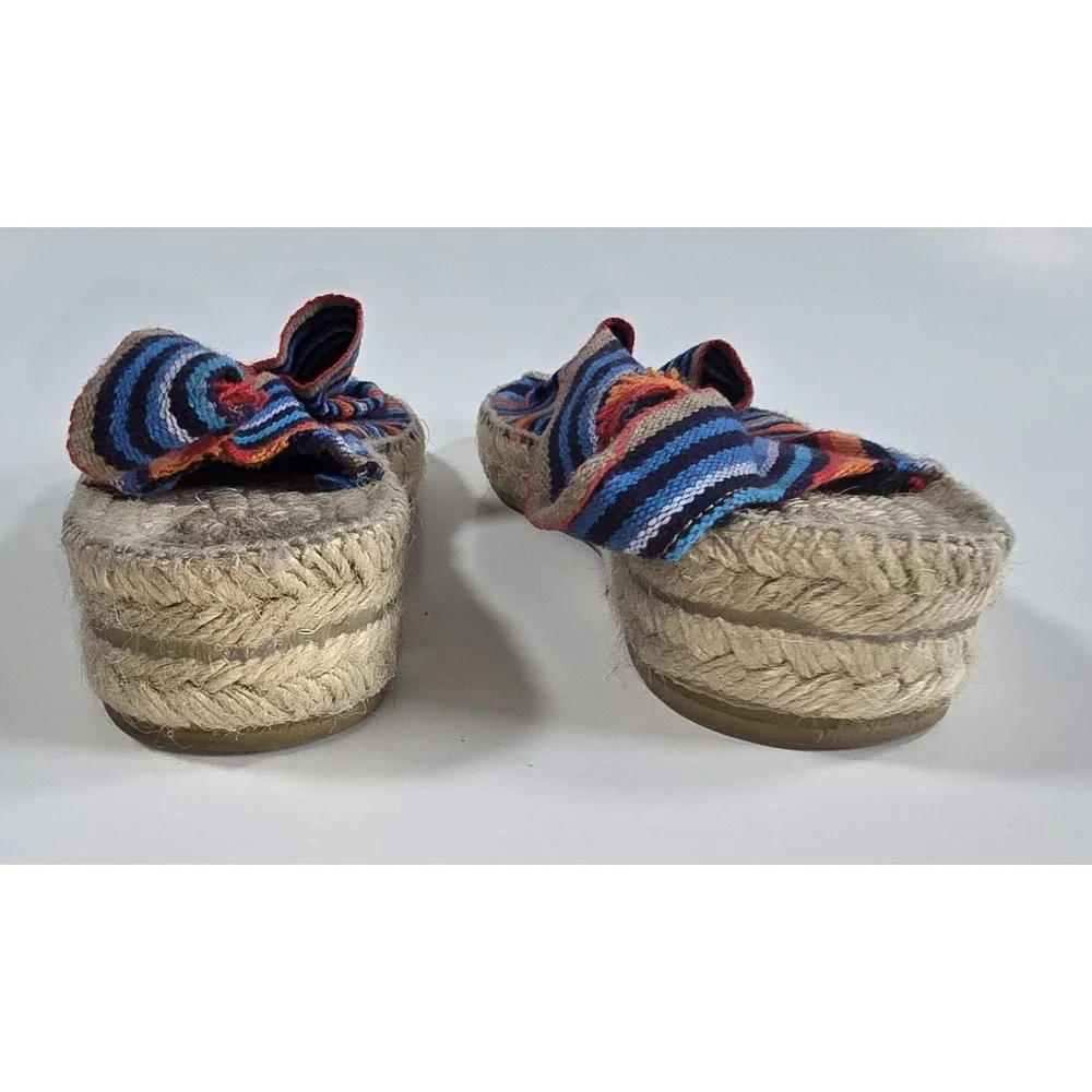 Artesania Spain Woven Espadrille Sandals Blue Orange Striped Slingback Size 36